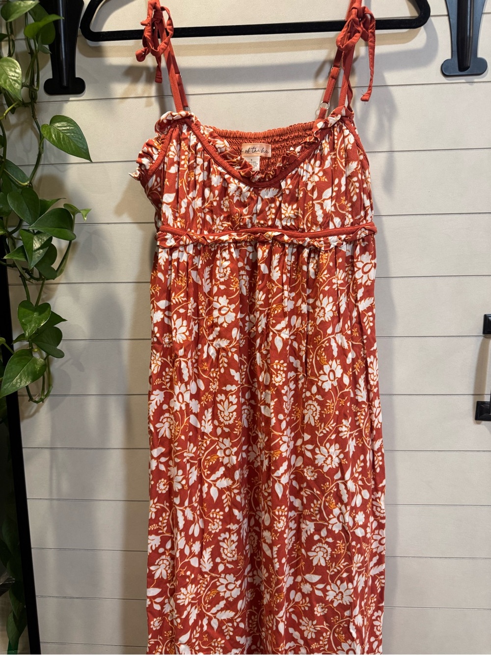 Rust Floral Maxi Sundress with Tie Straps